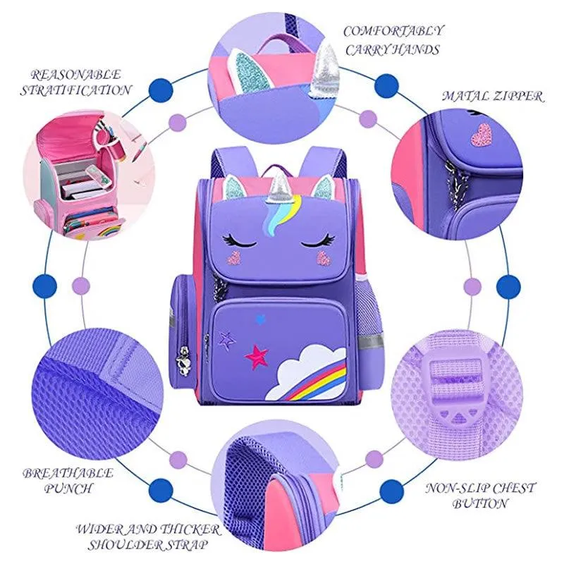 17 Inch Toddler Cute Schoolbags AM-209 PURPLE AND PINK  AM-209