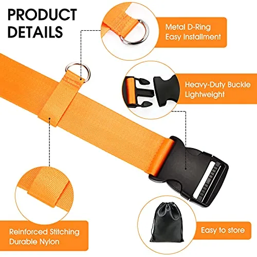 2 Pieces Car Seat Travel Belt, Adjustable Car Seat Travel Strap to Convert Kid Car Seat, Carry-on Luggage into Airport Car Seat Stroller & Carrier Belt Safe Travel Solution (Orange)