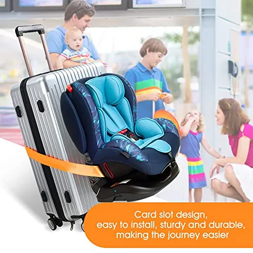 2 Pieces Car Seat Travel Belt, Adjustable Car Seat Travel Strap to Convert Kid Car Seat, Carry-on Luggage into Airport Car Seat Stroller & Carrier Belt Safe Travel Solution (Orange)