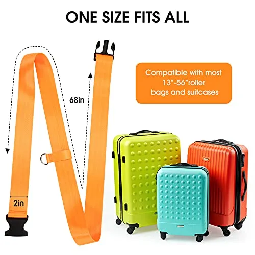 2 Pieces Car Seat Travel Belt, Adjustable Car Seat Travel Strap to Convert Kid Car Seat, Carry-on Luggage into Airport Car Seat Stroller & Carrier Belt Safe Travel Solution (Orange)