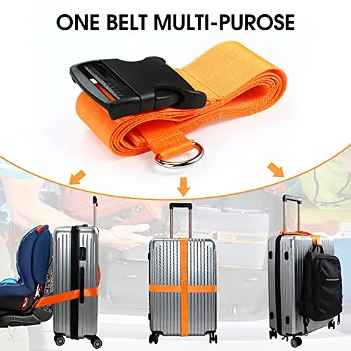 2 Pieces Car Seat Travel Belt, Adjustable Car Seat Travel Strap to Convert Kid Car Seat, Carry-on Luggage into Airport Car Seat Stroller & Carrier Belt Safe Travel Solution (Orange)
