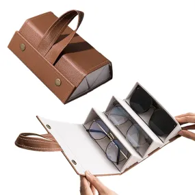 3 Slots Foldable Eyeglasses Organizer Travel Glasses Case Hanging Eyeglass Holder