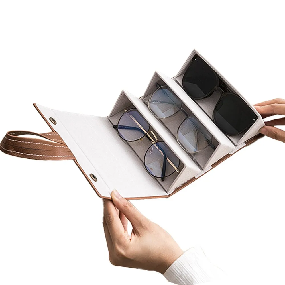 3 Slots Foldable Eyeglasses Organizer Travel Glasses Case Hanging Eyeglass Holder