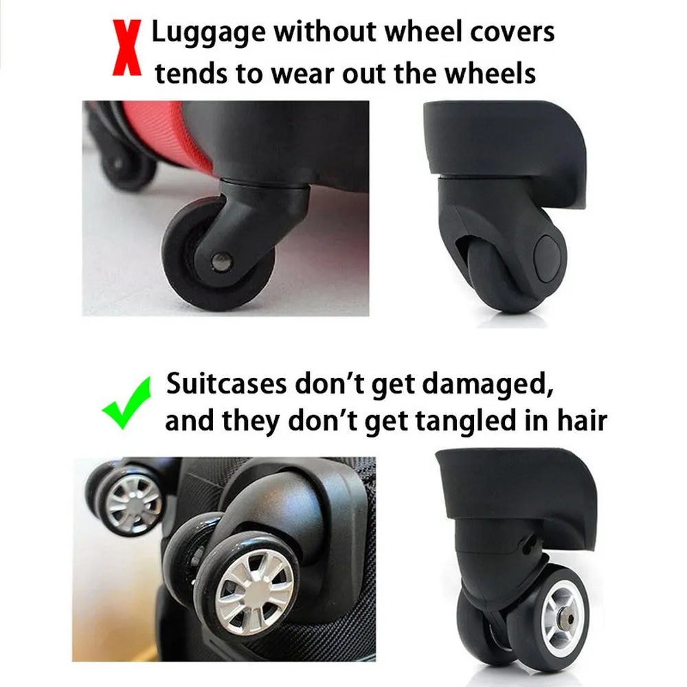8Pcs Silicone Suitcases Wheel Protection Cover Luggage Accessories Blue