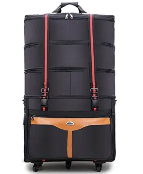 Ailouis 36 Inch Expandable Extra Large Wheeled Travel Duffel Luggage Bag (Black B)