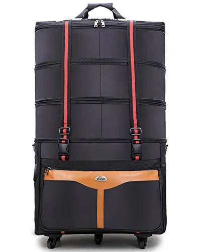 Ailouis 36 Inch Expandable Extra Large Wheeled Travel Duffel Luggage Bag (Black B)