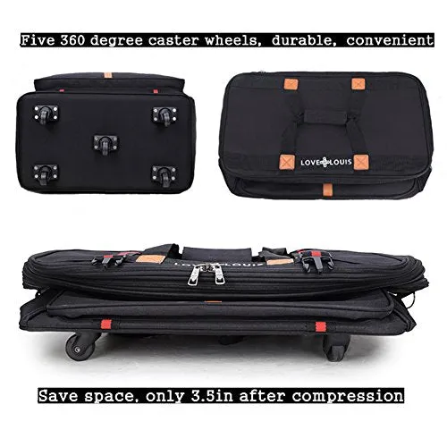 Ailouis 36 Inch Expandable Extra Large Wheeled Travel Duffel Luggage Bag (Black B)