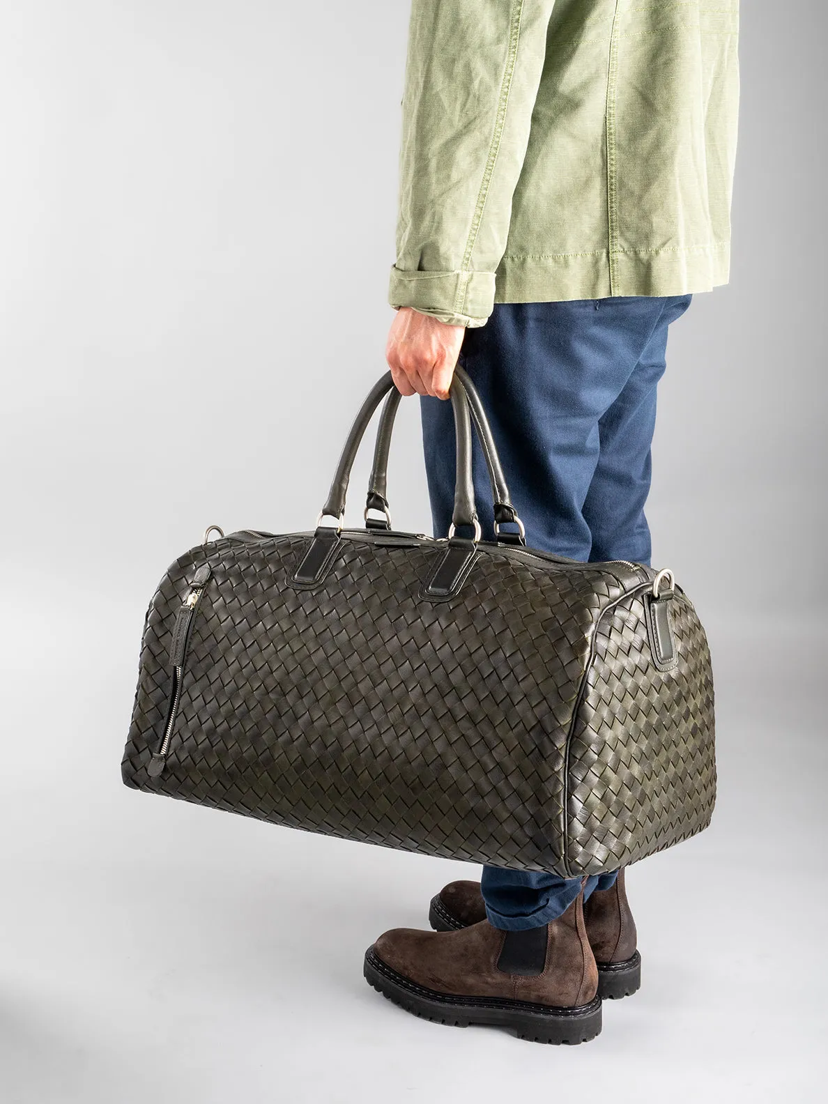 ARMOR 01 - Black Woven Leather Weekender