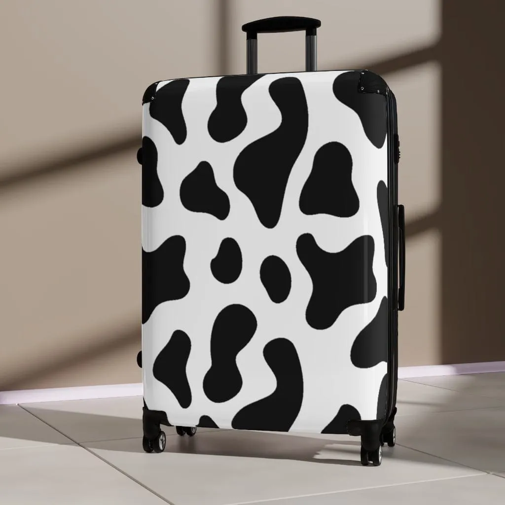 Black & White Cow Print Luggage Set