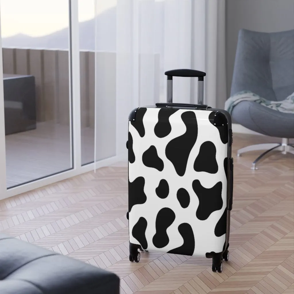 Black & White Cow Print Luggage Set