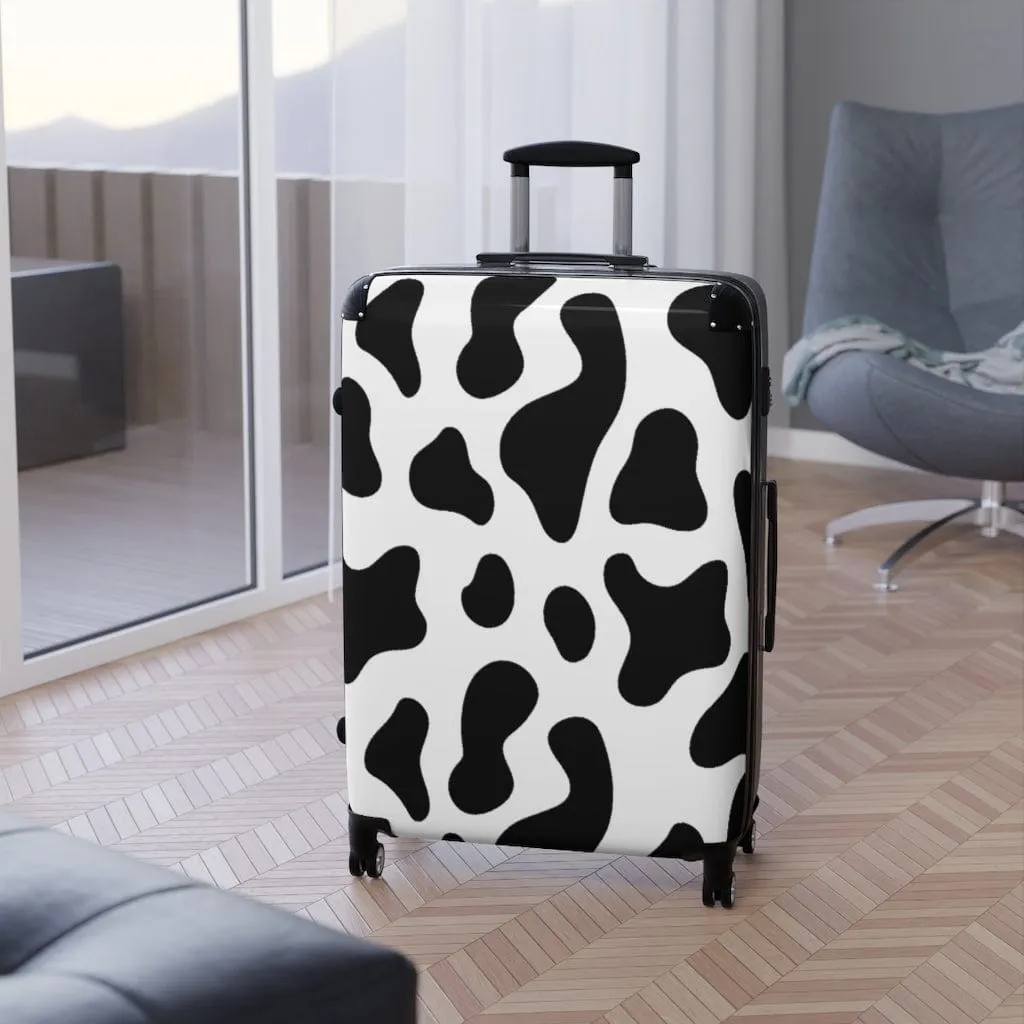 Black & White Cow Print Luggage Set