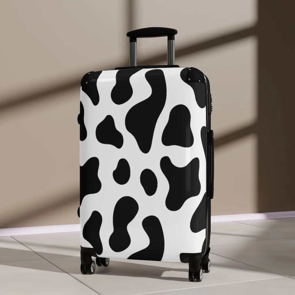 Black & White Cow Print Luggage Set
