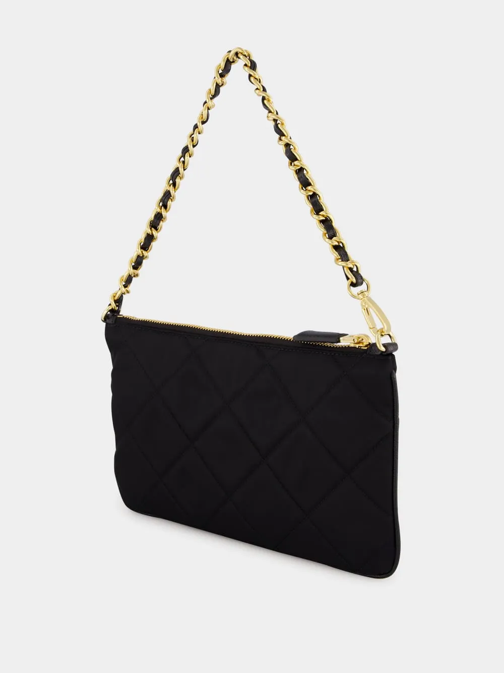 Black Quilted Re-Nylon Pouch