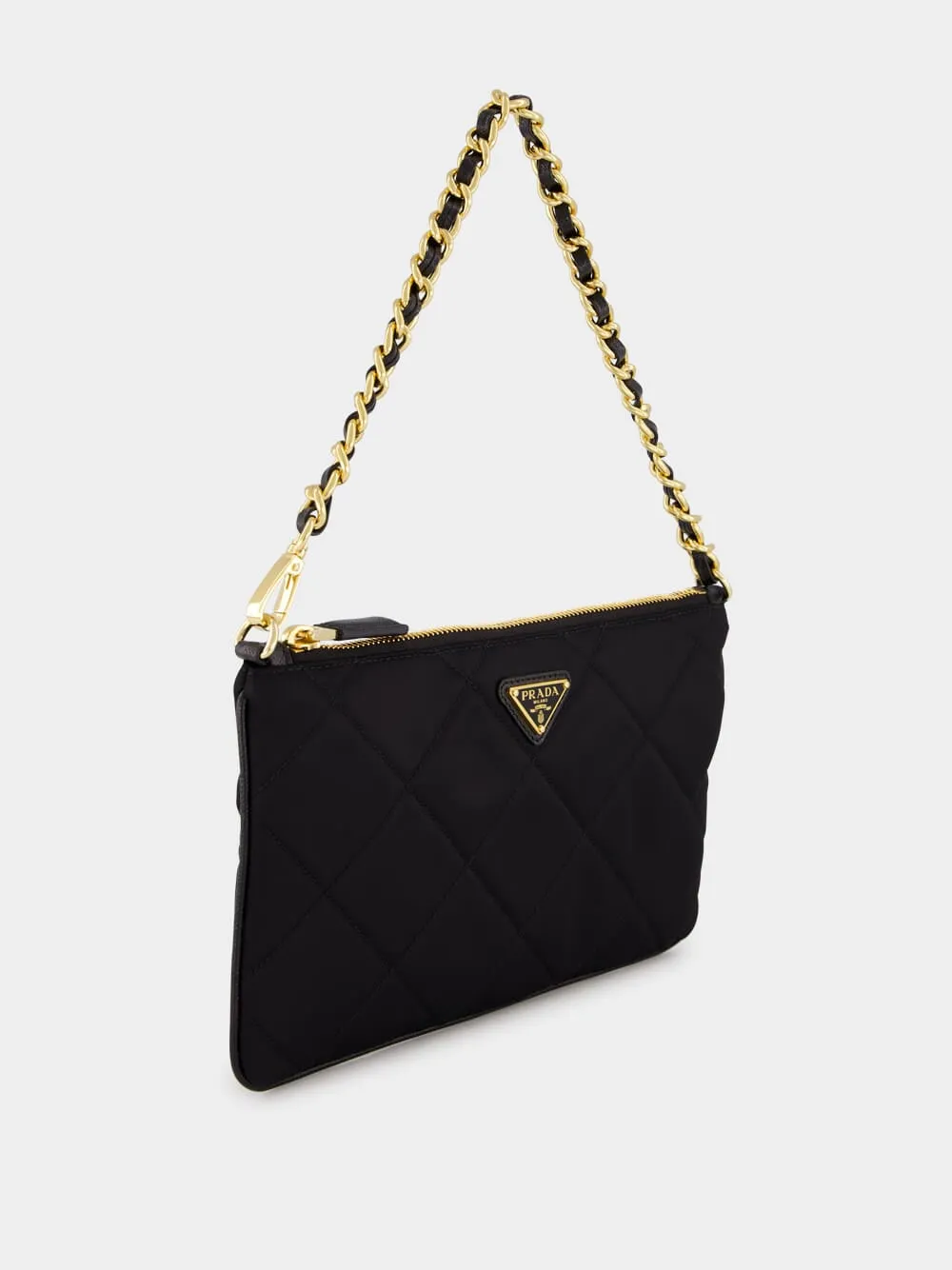 Black Quilted Re-Nylon Pouch