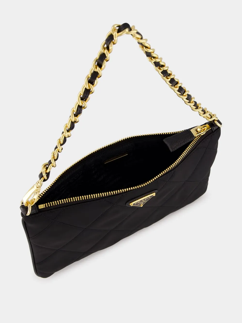 Black Quilted Re-Nylon Pouch