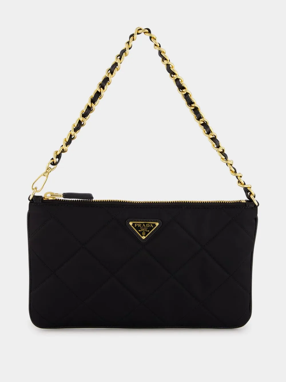 Black Quilted Re-Nylon Pouch
