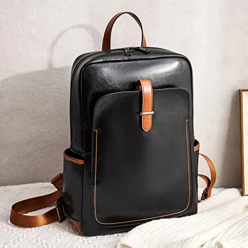 BOSTANTEN Leather Laptop Backpack for Women,15.6 inch Computer