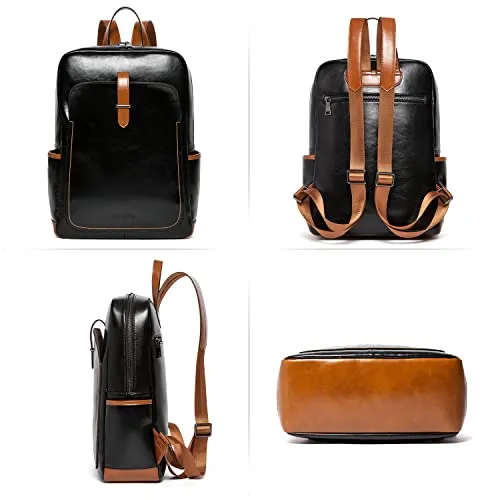 BOSTANTEN Leather Laptop Backpack for Women,15.6 inch Computer