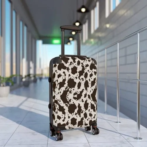 Brown and White Cow Luggage Set
