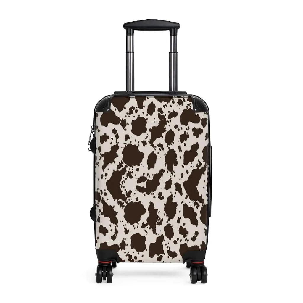 Brown and White Cow Luggage Set