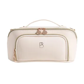 BS-MALL Cosmetic Bags Travel Case Makeup Bag High Capacity Waterproof Travel Makeup Case Organizer, For Women Toiletry Bag (White)