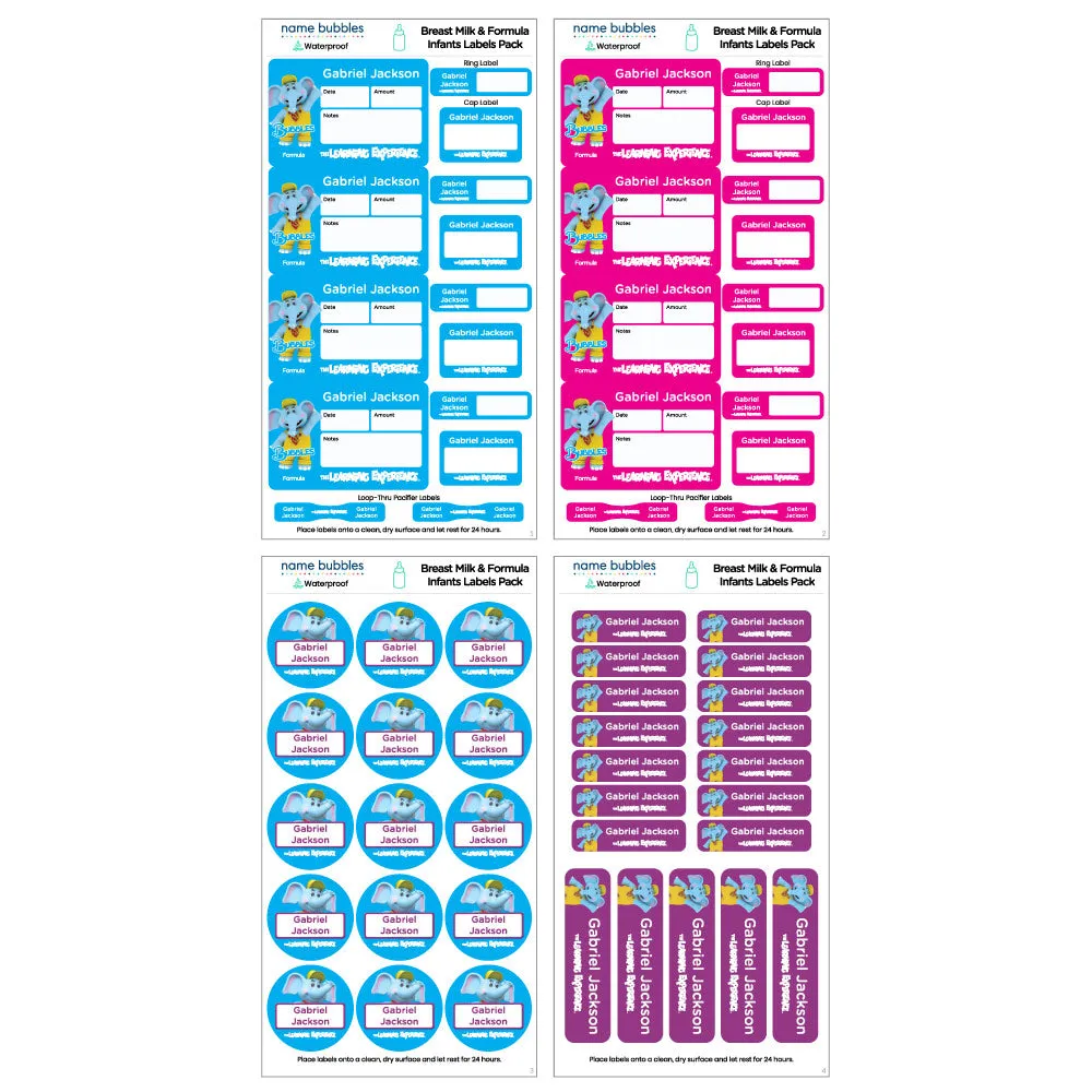 Bubbles Breast Milk & Formula Infants Labels Pack