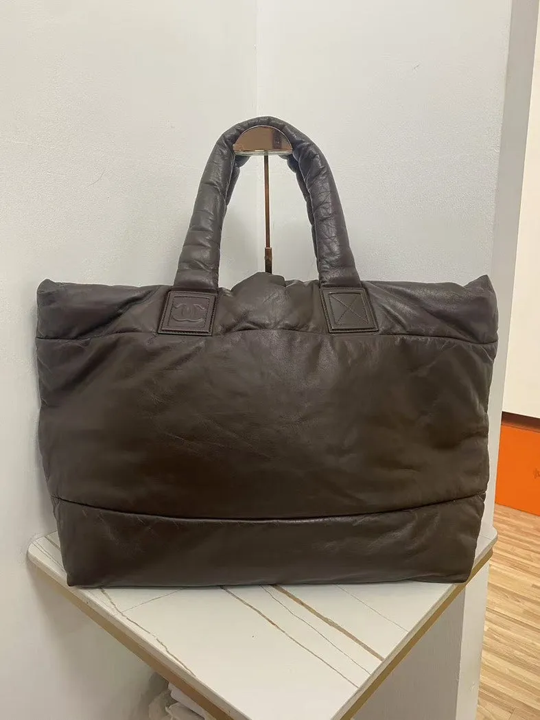Chanel Brown Down Tote Large Winter Limited Edition