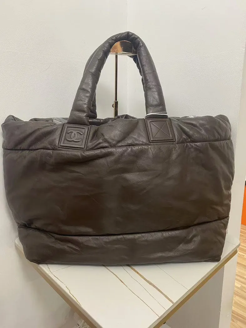 Chanel Brown Down Tote Large Winter Limited Edition