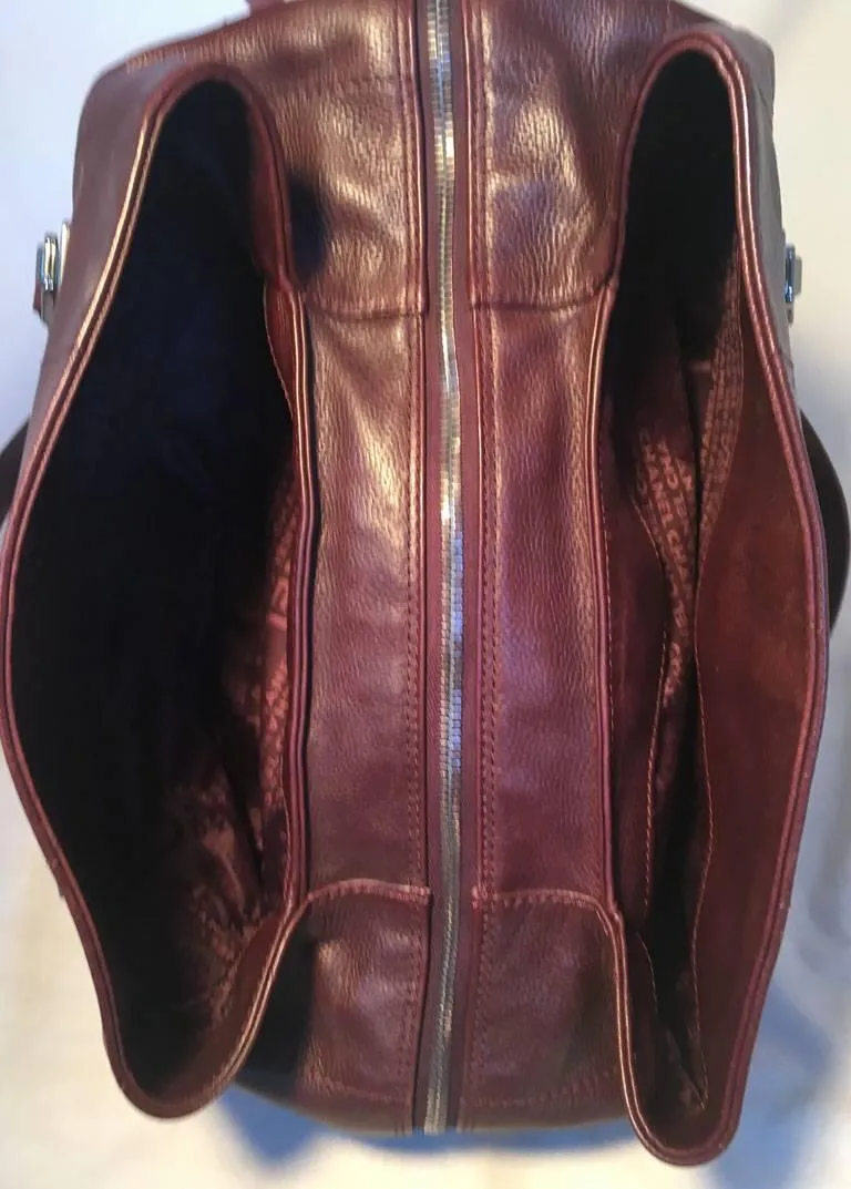 CHANEL Burgundy Caviar Leather Square Quilted Shoulder Bag Tote
