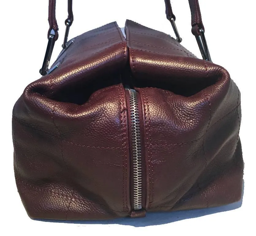 CHANEL Burgundy Caviar Leather Square Quilted Shoulder Bag Tote
