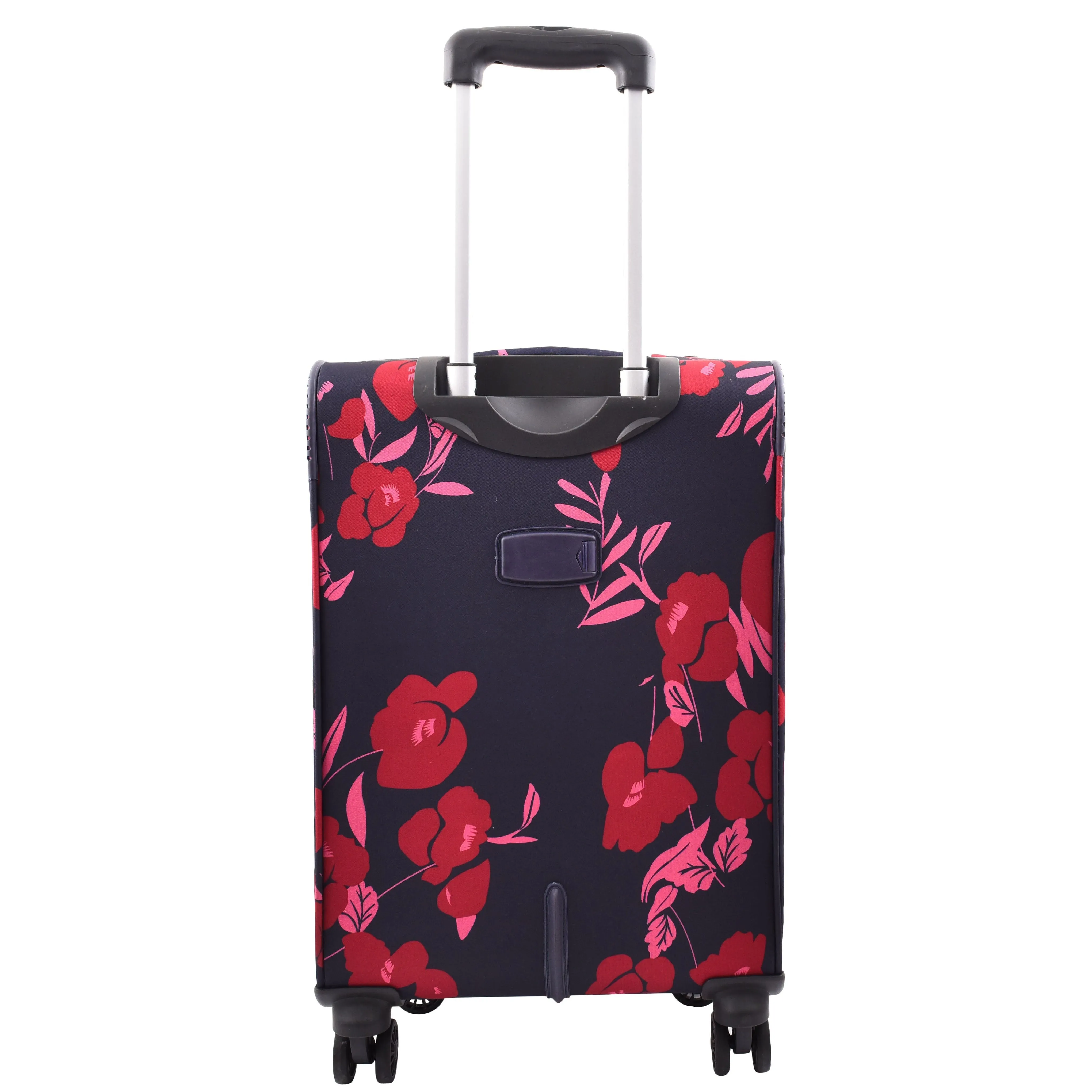 DR630 Soft Shell 4 Wheel Flower Print Expandable Cabin Suitcase Navy