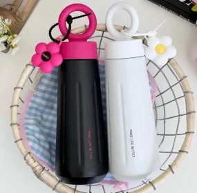 Elegant 450ml Flower Vacuum Flask - Double Wall Stainless Steel Water Bottle