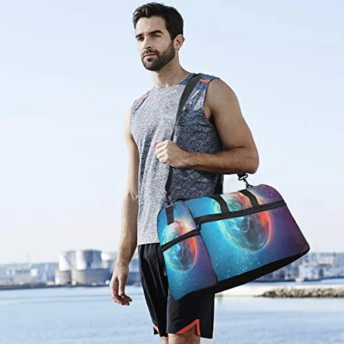 Gym Bag Magic Earth Planet Stars Space Universe Geography Sport Travel Duffel Bag with Shoes
