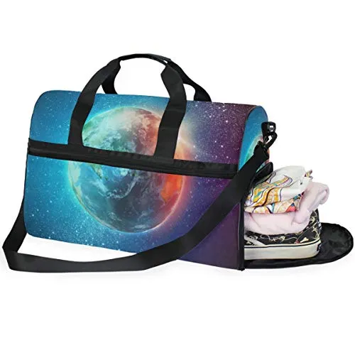 Gym Bag Magic Earth Planet Stars Space Universe Geography Sport Travel Duffel Bag with Shoes