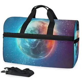 Gym Bag Magic Earth Planet Stars Space Universe Geography Sport Travel Duffel Bag with Shoes