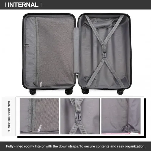 Kono 20 Inch Black Lightweight Hard Shell ABS Luggage Cabin Suitcase with TSA Lock - Stylish & Durable Travel Companion