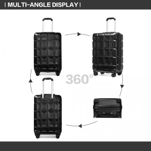 Kono 20 Inch Black Lightweight Hard Shell ABS Luggage Cabin Suitcase with TSA Lock - Stylish & Durable Travel Companion