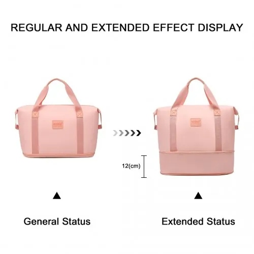 Kono ABS 4 Wheel Suitcase Set - Pink | Includes Vanity Case, Weekend Bag & Toiletry Bag