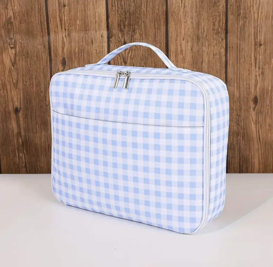 Large Insulated Lunch Bag - Blue Gingham