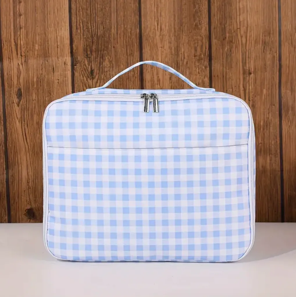 Large Insulated Lunch Bag - Blue Gingham
