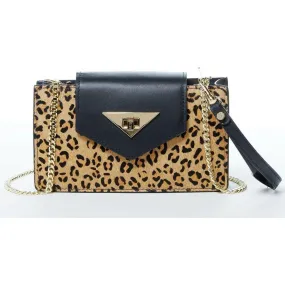 Mary Mini Leopard Leather Wristlet