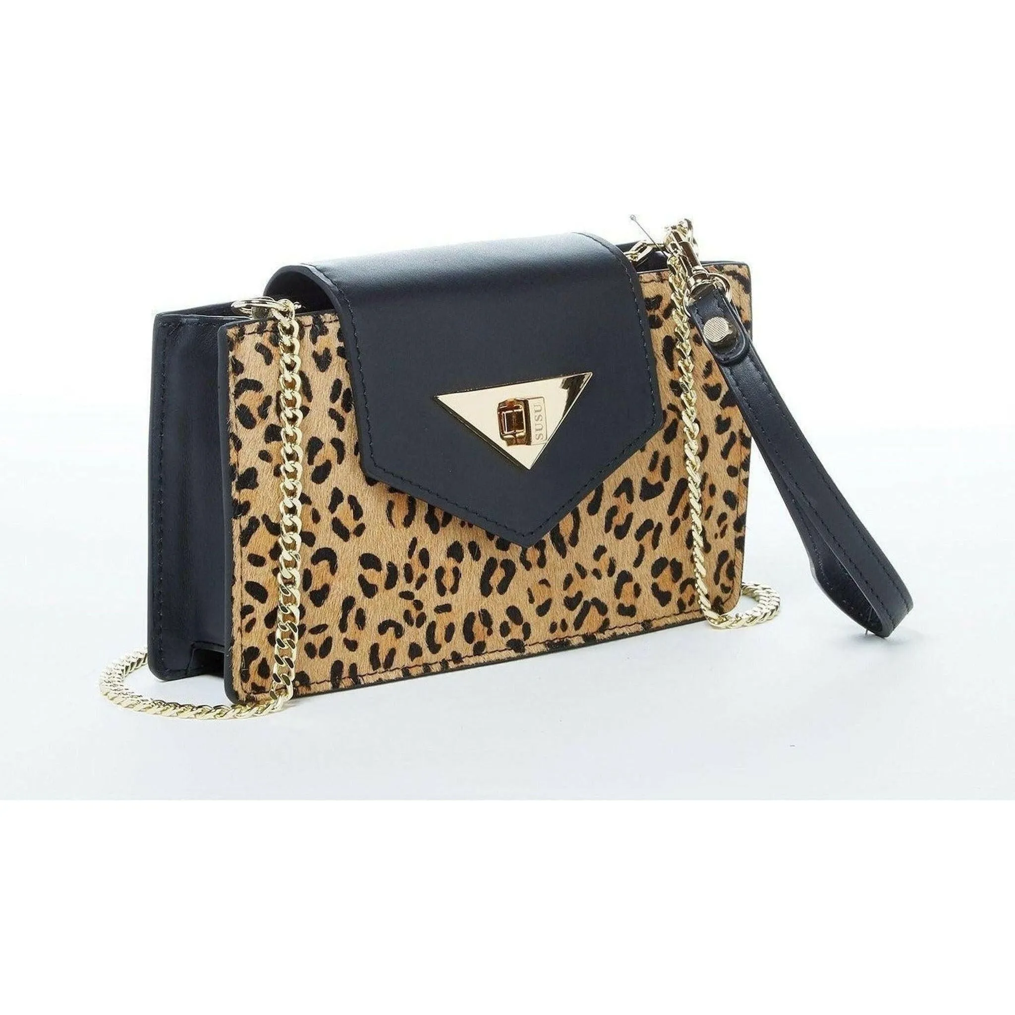 Mary Mini Leopard Leather Wristlet