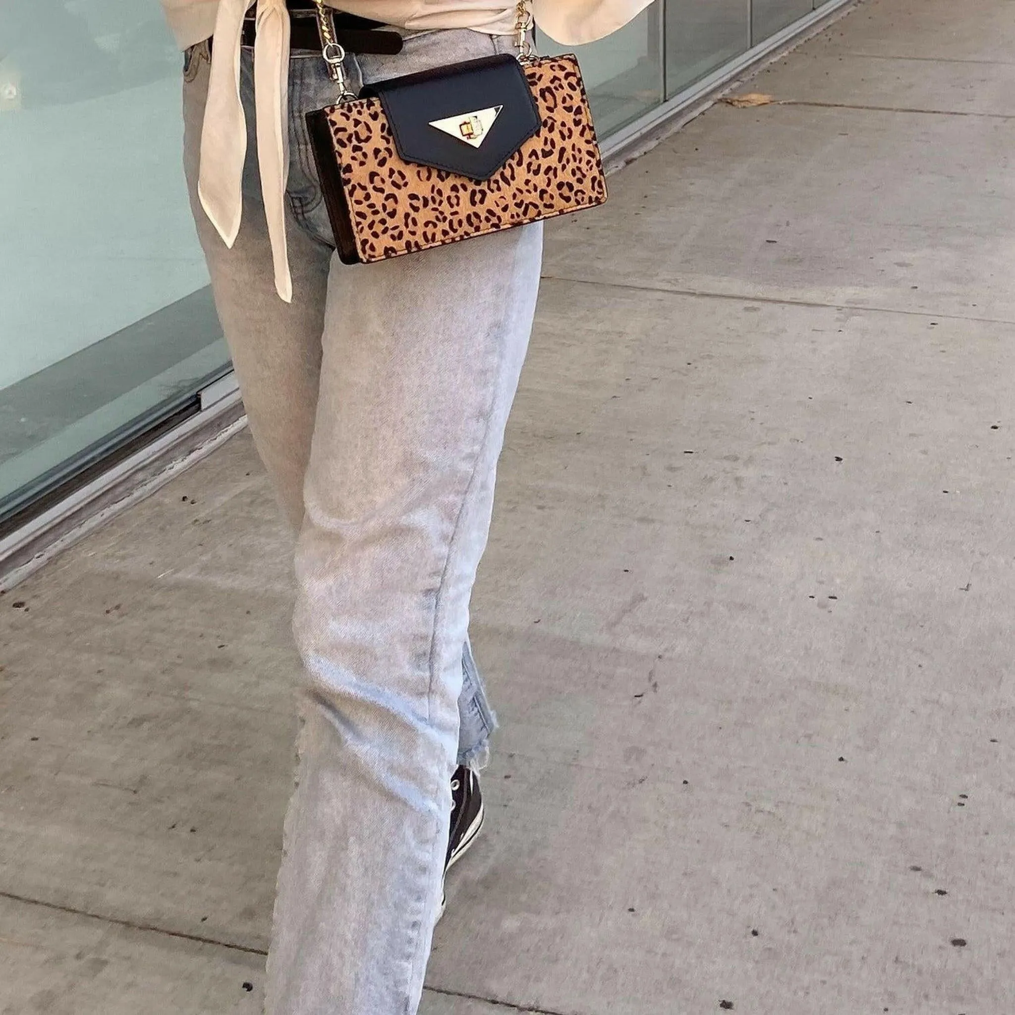 Mary Mini Leopard Leather Wristlet