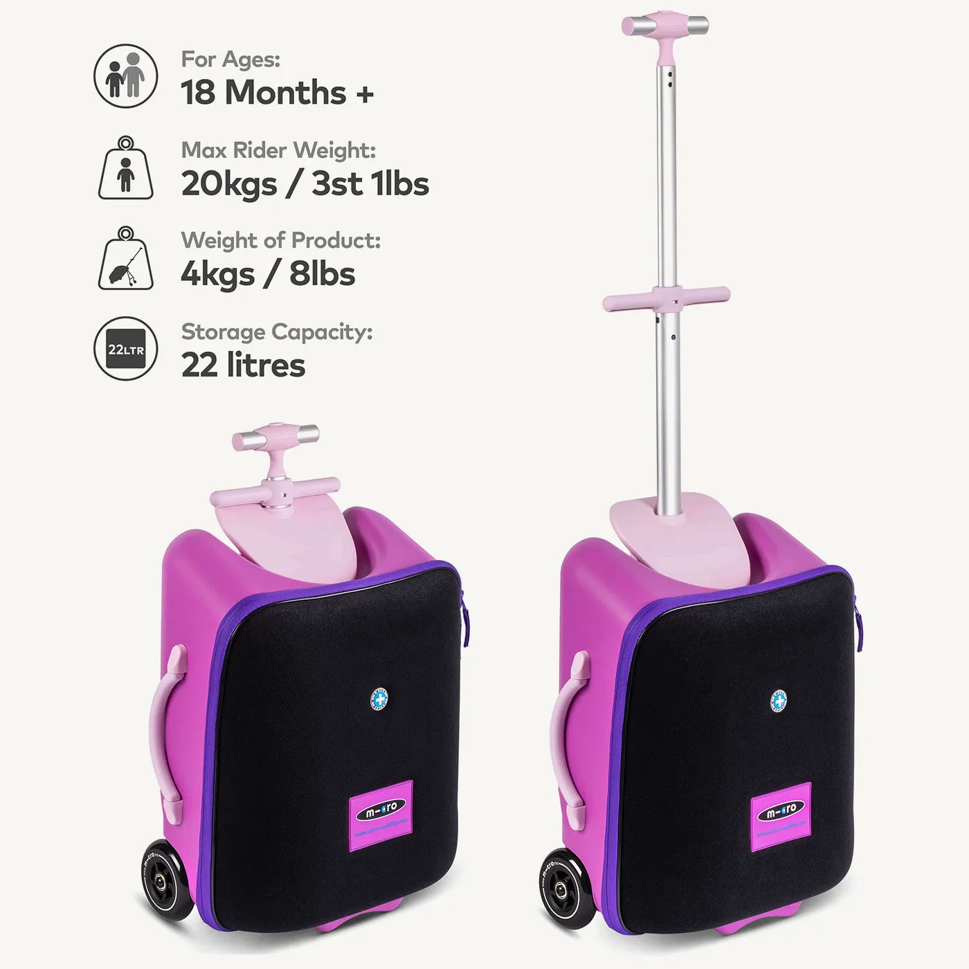 Micro Scooters Trike Suitcase - Violet Pink