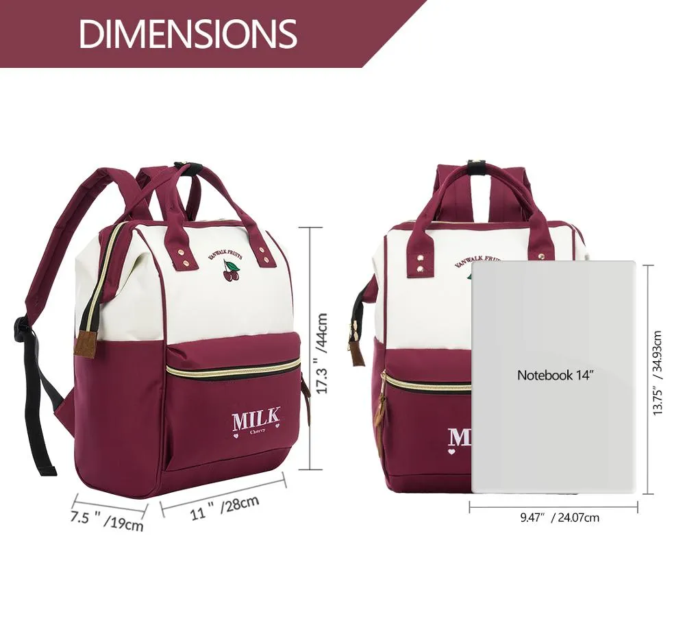 Milk Flavor Backpacks for Women & Students Fits 14-inch Laptop