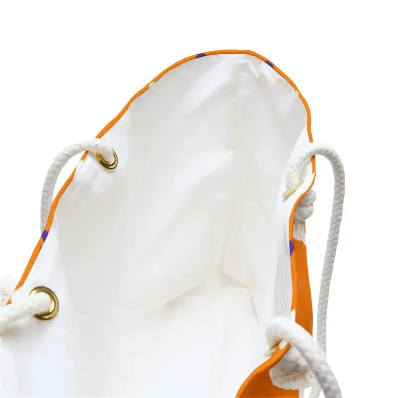 Orange Floral Pattern Oversized Polyester Weekender Bag