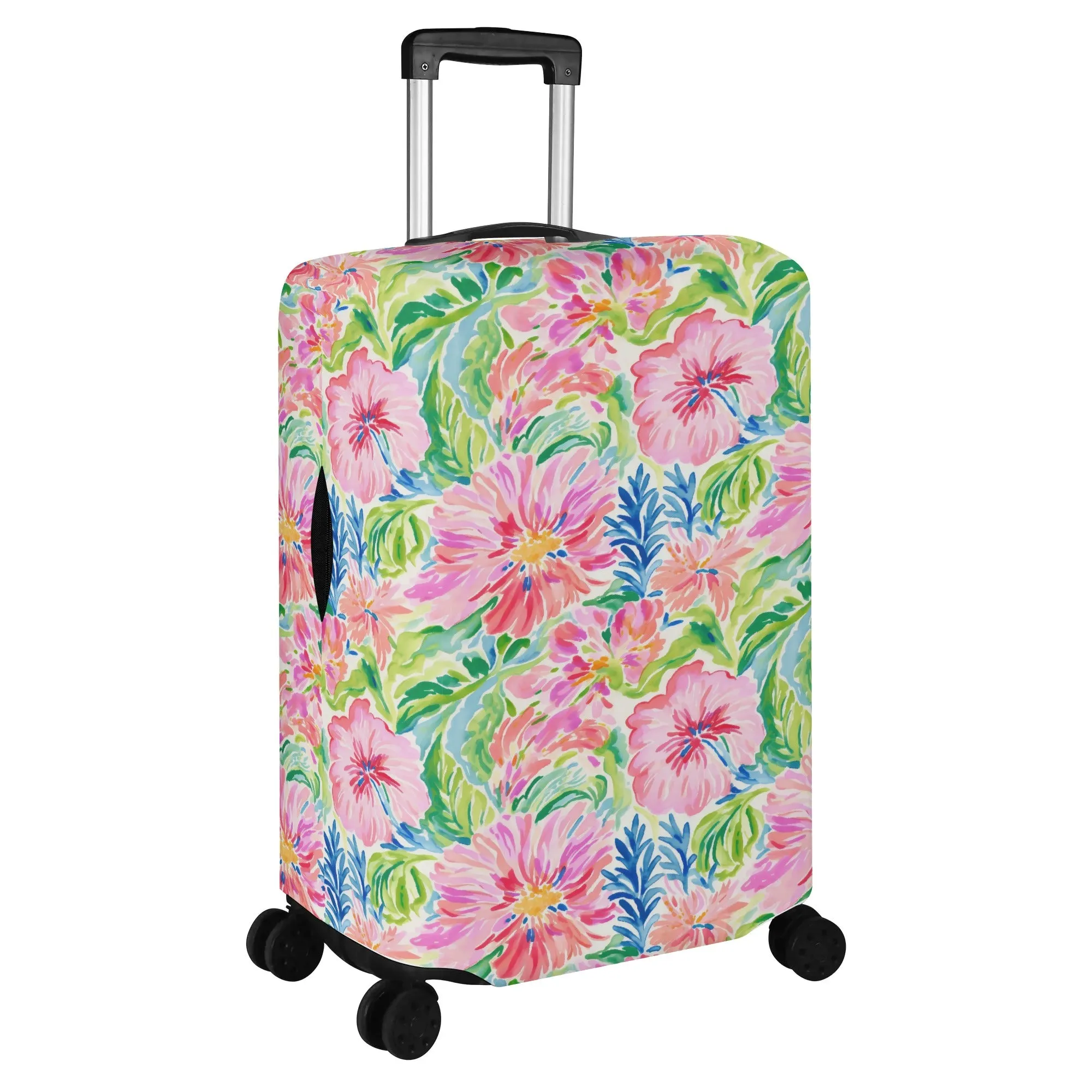 Pastel Oasis: Watercolor Hibiscus Flowers and Palms in Soft Hues Luggage Protector and Cover 4 Sizes