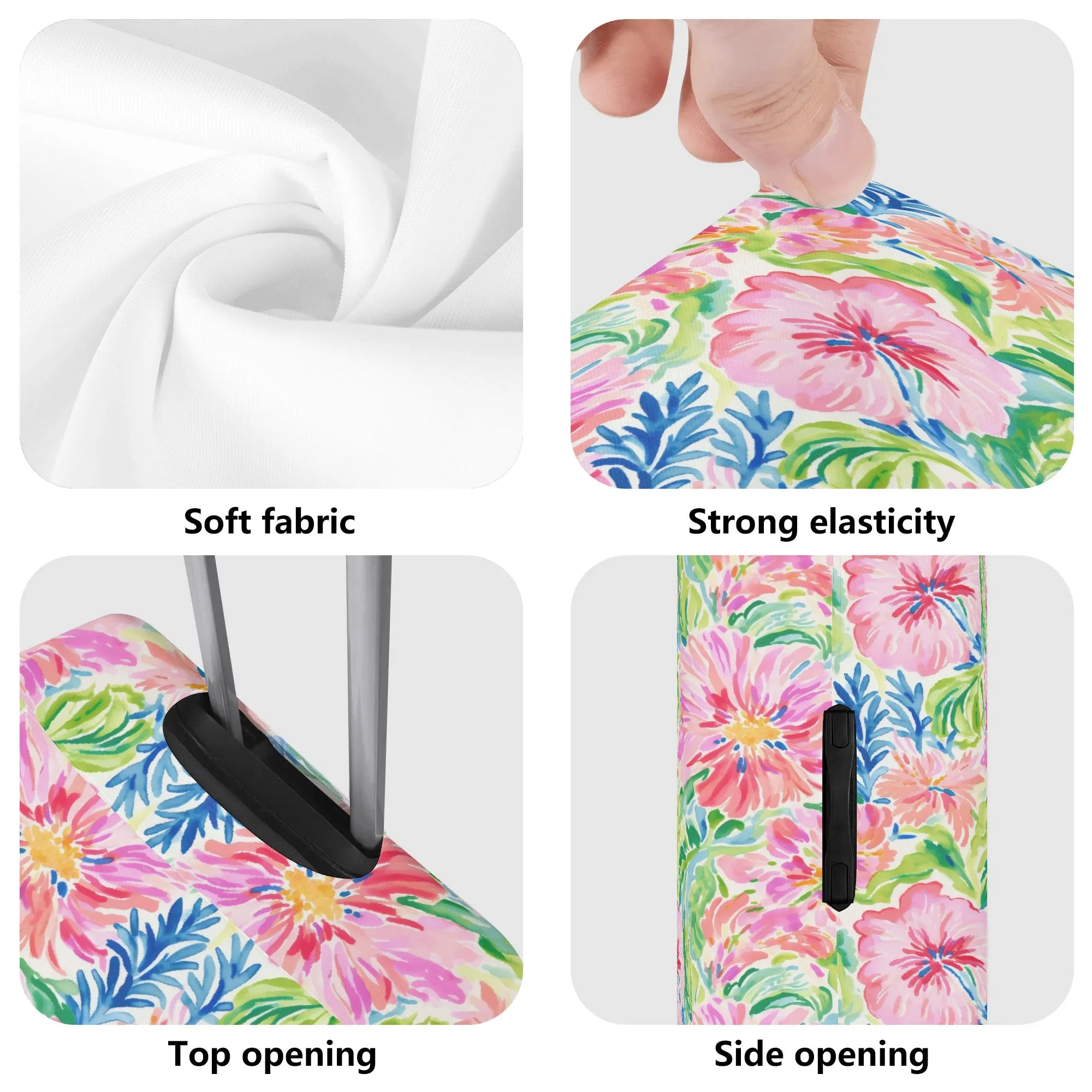 Pastel Oasis: Watercolor Hibiscus Flowers and Palms in Soft Hues Luggage Protector and Cover 4 Sizes
