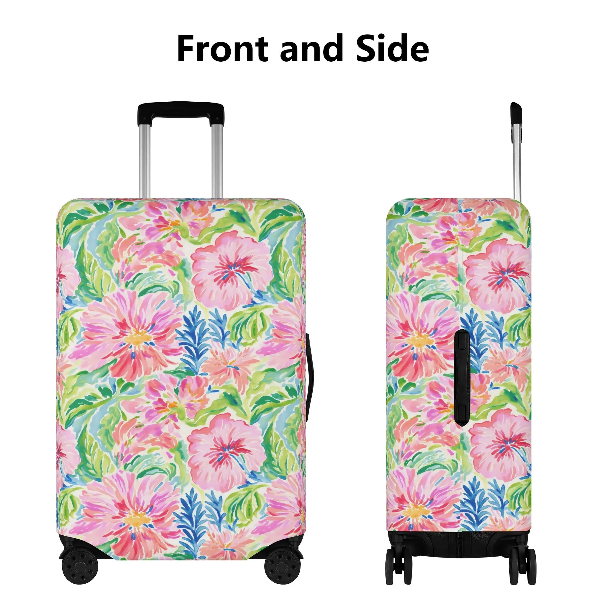 Pastel Oasis: Watercolor Hibiscus Flowers and Palms in Soft Hues Luggage Protector and Cover 4 Sizes