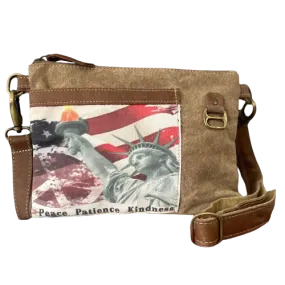 Peace and Lady Liberty Sustainable Canvas Patriotic Bag Crossbody Purse ~ Peace Patience and Kindness at it's Best!